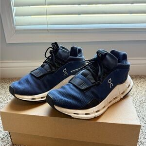 On Running Women’s Blue and White Shoes